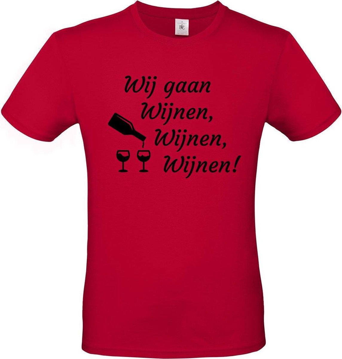T-shirt met opdruk “Wij gaan Wijnen, wijnen, wijnen!” | Meiland collectie | Rood T-shirt met zwarte opdruk. | Herojodeals